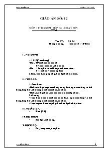 Giáo án Thể dục Lớp 6 - Tiết 23+24: TTTC (Ném bóng) - Chạy bền - Năm học 2011-2012 - Trường THCS Bình Thạnh