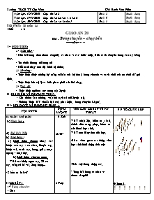 Giáo án Thể dục Lớp 6 - Tiết 28: Bóng chuyền - Chạy bền - Năm học 2010-2011 - Bạch Văn Phân