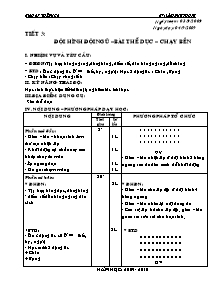 Giáo án Thể dục Lớp 6 - Tiết 3: Đội hình đội ngũ - Bài thể dục - Chạy bền - Năm học 2009-2010 - Lâm Duy Phong