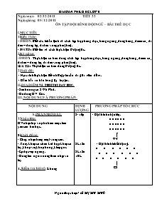 Giáo án Thể dục Lớp 6 - Tiết 33: Ôn tập đội hình đội ngũ - Bài thể dục - Năm học 2011-2012 - Lê Thị Thu Thúy