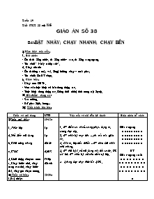 Giáo án Thể dục Lớp 6 - Tiết 38: Bật nhả; Chạy nhanh; Chạy bền