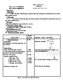 Giáo án Thể dục Lớp 6 - Tiết 66: Kiểm tra đá cầu - Năm học 2011-2012 - Lê Thị Thu Thúy