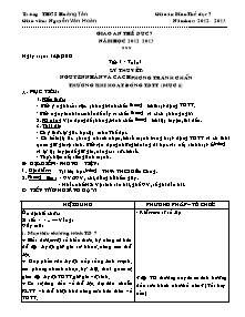 Giáo án Thể dục Lớp 7 - Bản đẹp 2 cột - Năm học 2012-2013 - Nguyễn Văn Hoàn