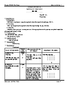 Giáo án Thể dục Lớp 7 - Chương trình học kì 1 - Lê Văn Hiếu