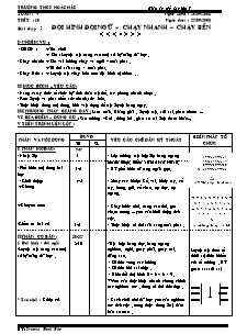 Giáo án Thể dục Lớp 7 - Tiết 10: Đội hình đội ngữ - Chạy nhanh - Chạy bền - Trường THCS Hoài Hải