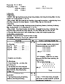 Giáo án Thể dục Lớp 7 - Tiết 4: ĐHĐN - Chạy nhanh - Năm học 2013-2014