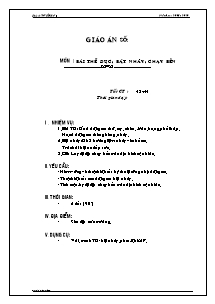 Giáo án Thể dục Lớp 7 - Tiết 43+44: Bài thể dục; Bật nhảy; Chạy bền - Năm học 2009-2010 - Trường THCS Bàu Năng