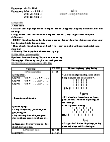 Giáo án Thể dục Lớp 7 - Tiết 8: ĐHĐN - Chạy nhanh - Năm học 2013-2014