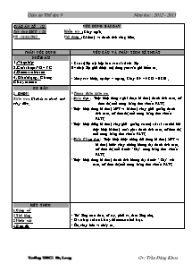 Giáo án Thể dục Lớp 9 - Tiết 23+24 - Năm học 2012-2013 -Trần Đăng Khoa