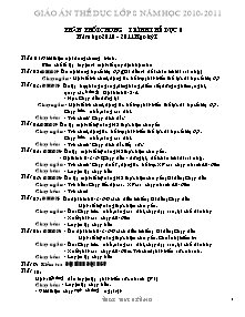 Giáo án môn Thể dục Khối 8 - Chương trình học cả năm - Năm học 2010-2011