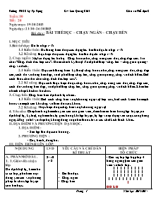 Giáo án môn Thể dục Khối 8 - Tiết 20: Bài thể dục - Chạy ngắn - Chạy bền - Năm học 2013-2014