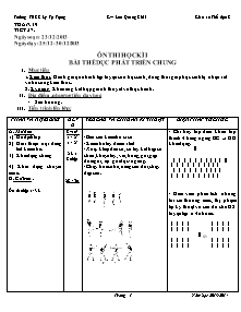 Giáo án môn Thể dục Khối 8 - Tiết 37: Ôn thi học kì 1 - Bài thể dục phát triển chung - Năm học 2013-2014