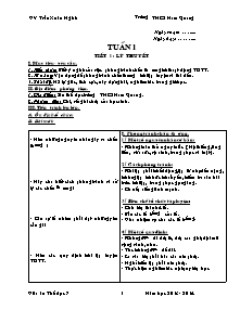 Giáo án môn Thể dục Lớp 7 - Tiết 1 đến Tiết 6 - Bản đẹp 2 cột