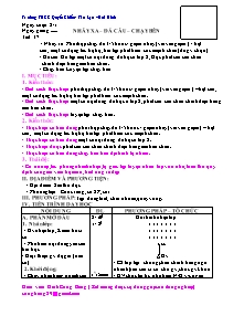 Giáo án Thể dục 9 - Chương trình học kì 2