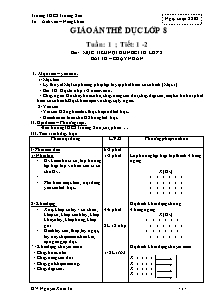 Giáo án Thể dục Khối 8 - Chương trình học kì 1 - Nguyễn Xuân Tú