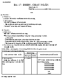 Giáo án Thể dục Khối 8 - Tiết 17: ĐHĐN, Chạy ngắn