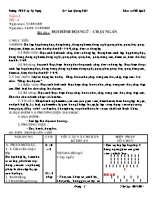 Giáo án Thể dục Khối 8 - Tiết 4: Đội hình đội ngũ - Chạy ngắn - Năm học 2013-2014