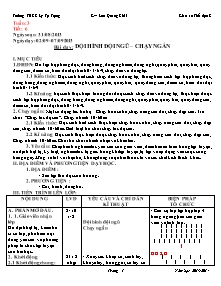 Giáo án Thể dục Khối 8 - Tiết 6: Đội hình đội ngũ - Chạy ngắn - Năm học 2013-2014