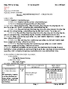 Giáo án Thể dục Khối 8 - Tiết 7: Đội hình đội ngũ - Chạy ngắn - Năm học 2013-2014