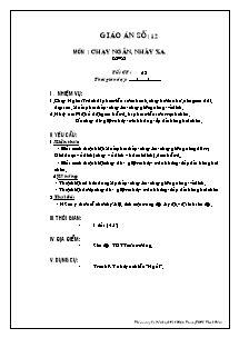 Giáo án Thể dục Khối 9 - Tiết 23: Chạy ngắn; Nhảy xa - Lê Phước Minh