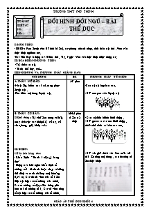 Giáo án Thể dục Lớp 6 - Tiết 2: Đội hình đội ngũ - Bài thể dục - Trường THPT Phú Thịnh