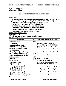 Giáo án Thể dục Lớp 8 - Tiết 3+4 - Năm học 2010-2011