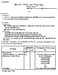 Giáo án Thể dục Lớp 8 - Tiết 62, Bài 62: Nhảy cao; Chạy bền