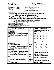 Giáo án Thể dục Lớp 8 - Tiết 63: Nhảy cao - Chạy bền - Năm học 2009-2010 - Dương Quang Huy