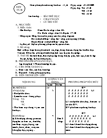 Giáo án Thể dục Lớp 9 - Tiết 15+16: Bài thể dục; Chạy ngắn; Lý thuyết - Năm học 2009-2010