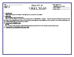 Giáo án Thể dục Lớp 9 - Tiết 19: Chạy ngắn