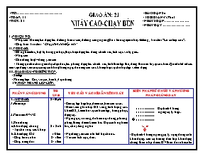 Giáo án Thể dục Lớp 9 - Tiết 21: Nhảy cao; Chạy bền (Chuẩn kiến thức)