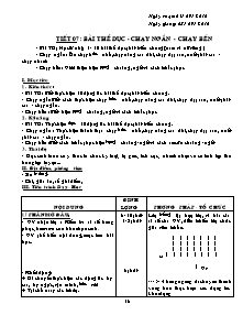 Giáo án Thể dục Lớp 9 - Tiết 7: Bài thể dục; Chạy ngắn; Chạy bền - Năm học 2010-2011