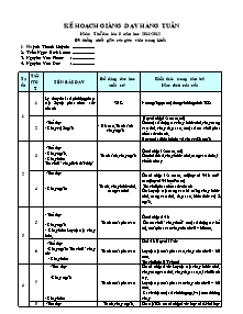 Kế hoạch giảng dạy hằng tuần môn Thể dục Lớp 8 - Năm học 2011-2012 - Huỳnh Thanh Huỳnh