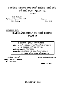 Giáo án Giáo dục quốc phòng Lớp 10 - Chương trình học cả năm - Phạm Quốc Đạt