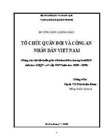 Giáo án Giáo dục quốc phòng Lớp 12 - Bài 3: Tổ chức quân đội và công an nhân dân Việt nam - Đồng Xuân Quách