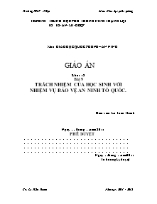 Giáo án Giáo dục quốc phòng Lớp 12 - Bài 8+9 - Lê Tuấn Thanh