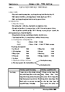 Giáo án môn Thể dục 10 - Tiết 1 đến Tiết 70