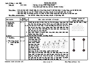 Giáo án môn Thể dục Lớp 10 - Tiết 24 - Bản đẹp 3 cột