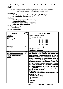 Giáo án Thể dục 11 - Tiết 1 đến Tiết 36 - Năm học 2010-2011
