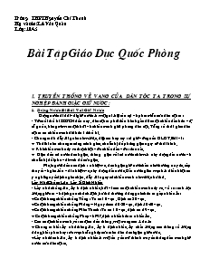 Giáo án Thể dục Khối 10 - Bài tập giáo dục quốc phòng - Lê Văn Quân