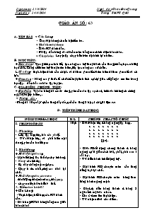 Giáo án Thể dục Khối 10 - Tiết 63 - Năm học 2013-2014 - Châu Đức Quang