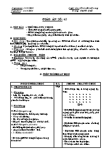 Giáo án Thể dục Khối 10 - Tiết 65 - Năm học 2013-2014 - Châu Đức Quang