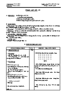 Giáo án Thể dục Khối 10 - Tiết 68 - Năm học 2013-2014 - Châu Đức Quang