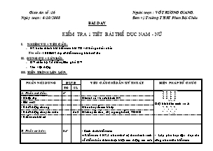 Giáo án Thể dục Khối 11 - Tiết 16 - Võ Trường Giang