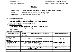 Giáo án Thể dục Khối 11 - Tiết 22 - Võ Trường Giang