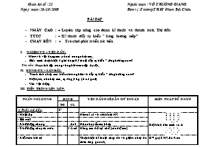 Giáo án Thể dục Khối 11 - Tiết 23 - Võ Trường Giang