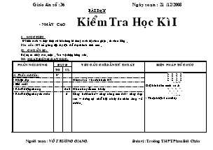 Giáo án Thể dục Khối 11 - Tiết 36 - Võ Trường Giang