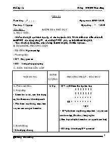 Giáo án Thể dục Khối 12 - Tiết 13: Kiểm tra thể dục - Năm học 2010-2011