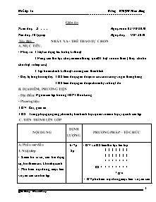 Giáo án Thể dục Khối 12 - Tiết 16: Nhảy xa; Thể thao tự chọn - Năm học 2010-2011