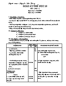 Giáo án Thể dục Lớp 10 - Tiết 1 (Chuẩn kiến thức)
